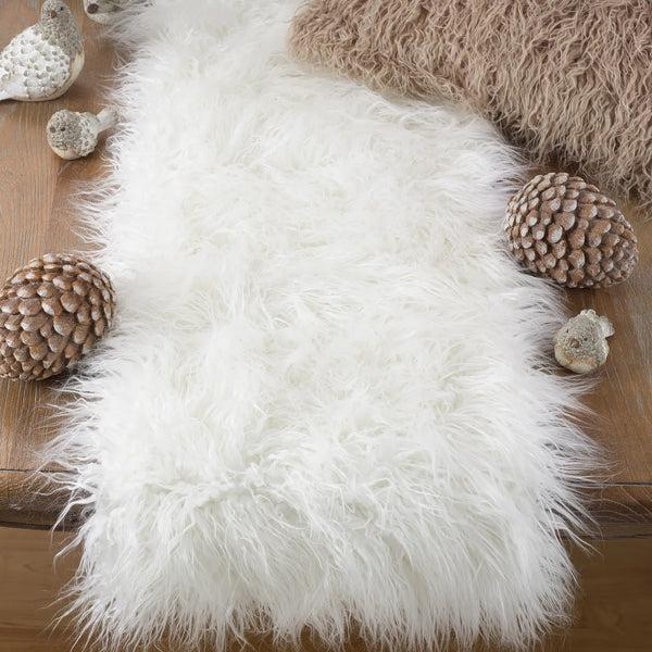 Glam Style Faux Mongolian Fur Runner