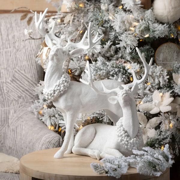 Glam Style Frosted Deer Figurine Set 2