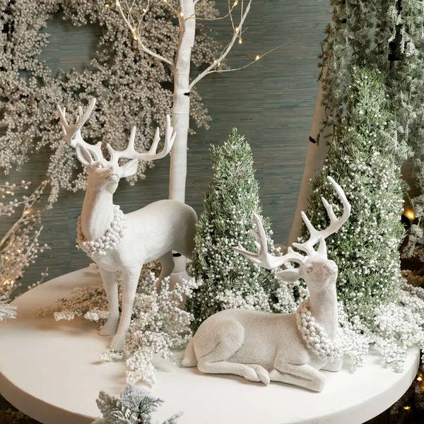 Glam Style Frosted Deer Figurine Set 2