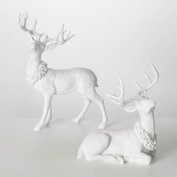 glam style Frosted Deer Figurine Set 2
