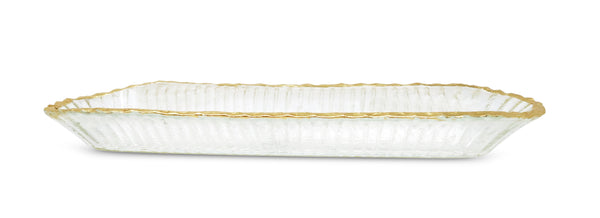 glam style Glass Oval Tray with Gold Rim