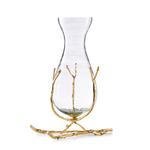 glam style Glass Vase With Gold Twig Base