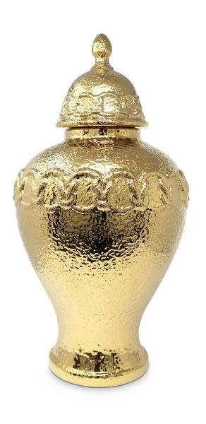 Glam Style Gold Ginger Jar With Gold Chain Detail