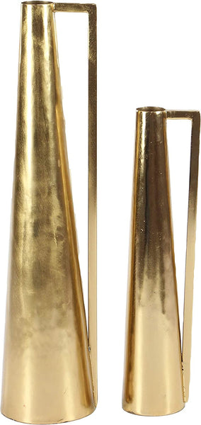 glam style Gold Metal Slim Vase with Handles