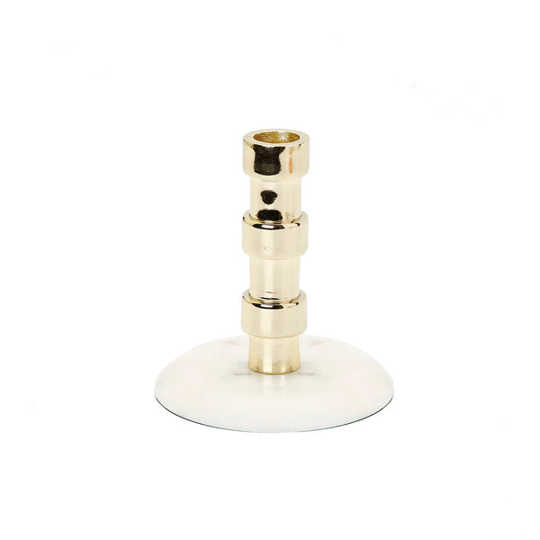 Glam Style Gold Taper Candle Holder On Marble Base