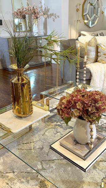 Glam Style Harper Glass Charger With Gold Rim