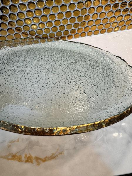 Glam Style Harper Glass Charger With Gold Rim