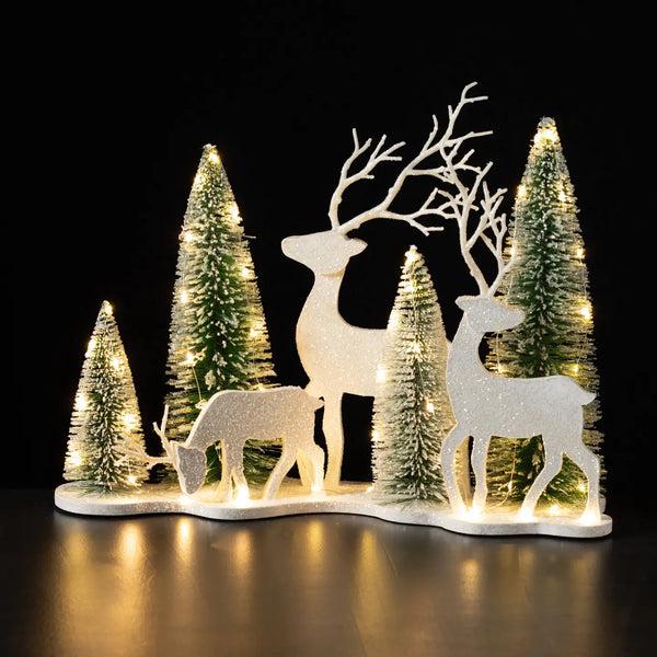 Glam Style Led Bottlebrush Trees And Deer