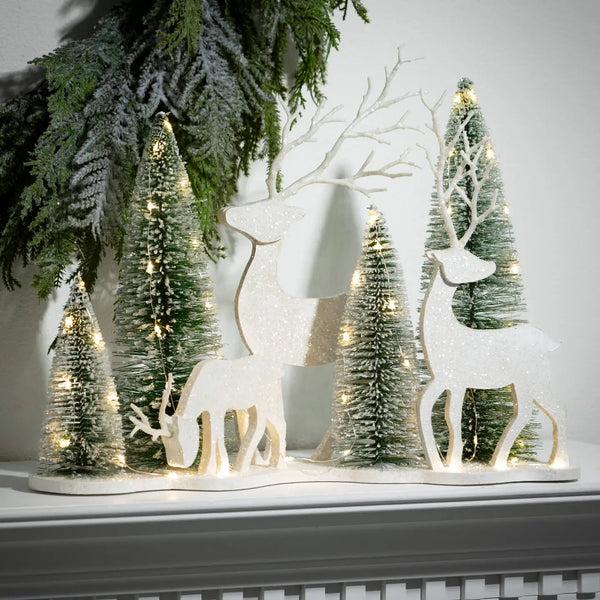 glam style Led Bottlebrush Trees and Deer