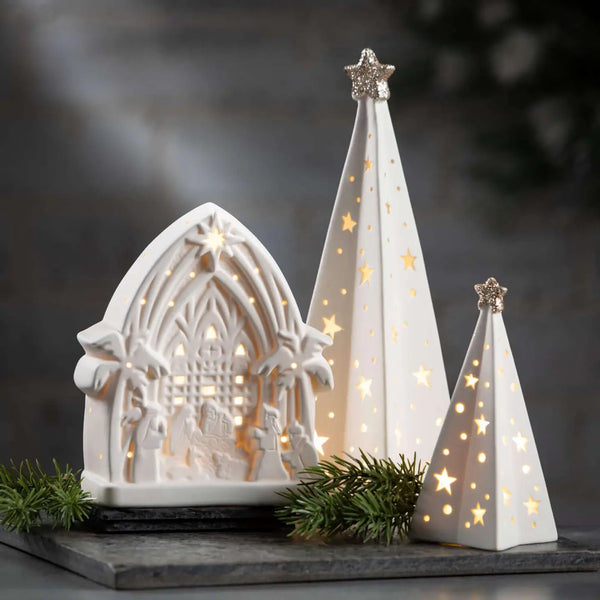 Glam Style Lighted Porcelain Tree Set 3