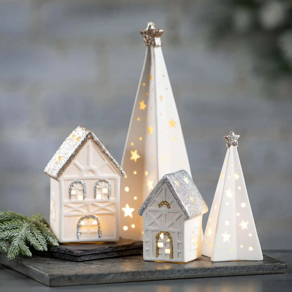 Glam Style Lighted Porcelain Tree Set 3