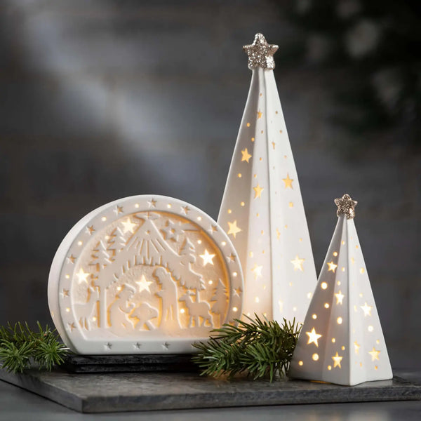 Glam Style Lighted Porcelain Tree Set 3