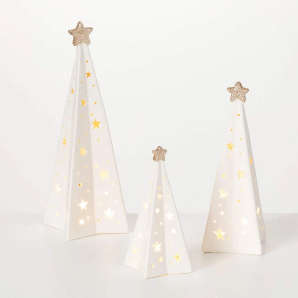 glam style Lighted Porcelain Tree Set 3