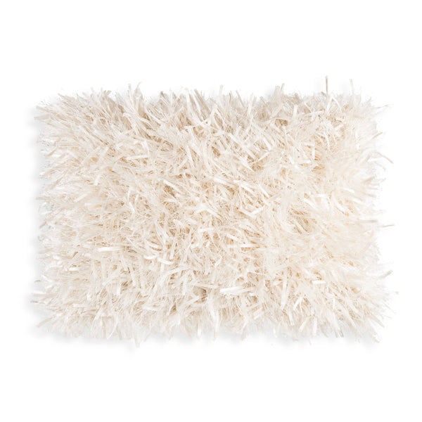 glam style Logan White Woven Shaggy Pillow