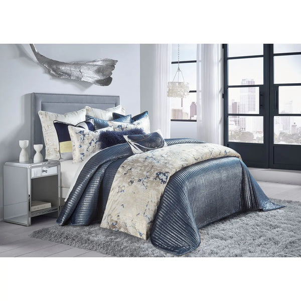 glam style Maya Navy and Silver Quilt Set