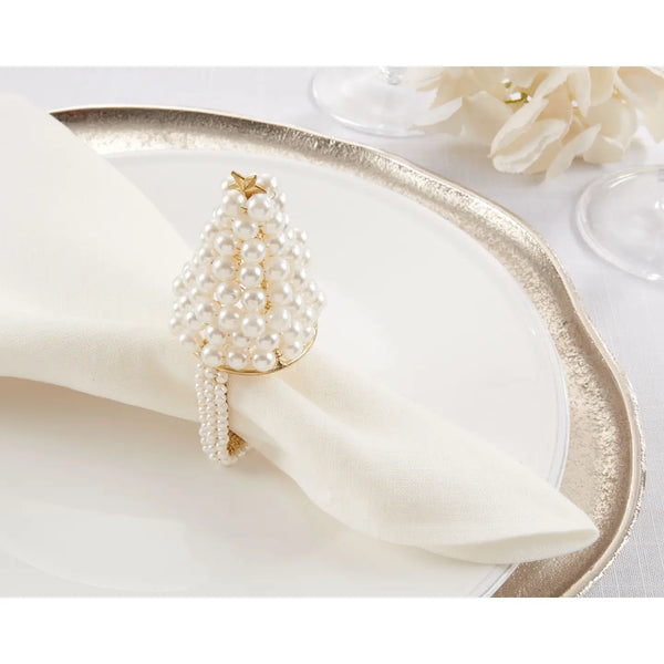 Glam Style Pearl Christmas Tree Napkin Ring