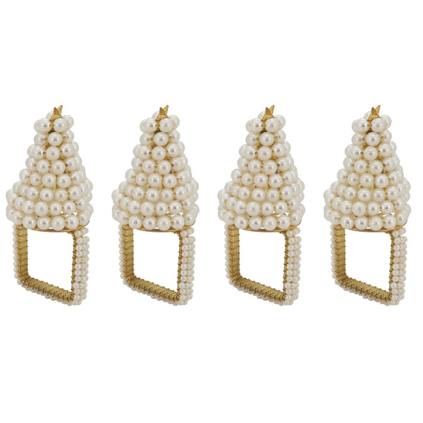 Glam Style Pearl Christmas Tree Napkin Ring