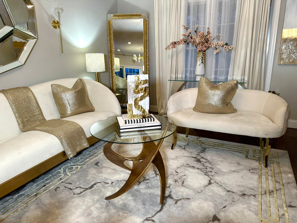 Glam Style Piper Acrylic Knit Gold Pillow