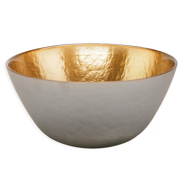glam style Salad Bowl Gold and Grey Brushed Design