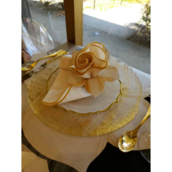 Glam Style Set Of 4 Gold Brushed Glass Charger