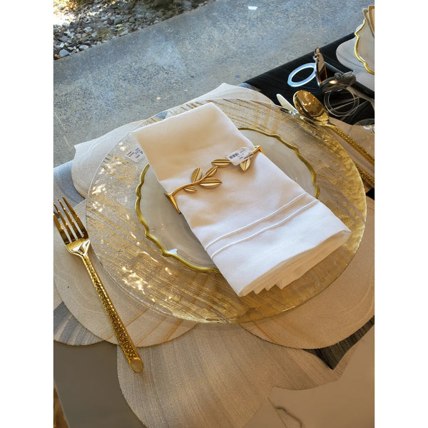 Glam Style Set Of 4 Gold Brushed Glass Charger