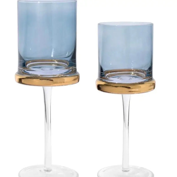 Glam Style Set Of 6 Square Glasses With Gold Ring