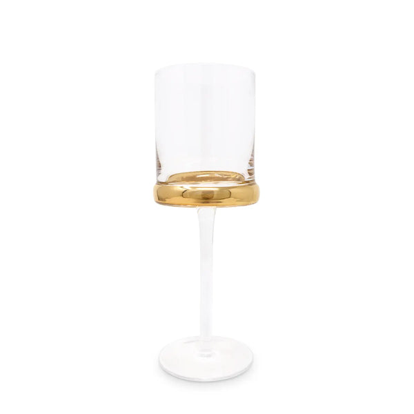 Glam Style Set Of 6 Square Glasses With Gold Ring