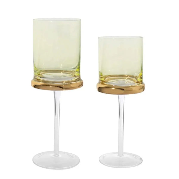 Glam Style Set Of 6 Square Glasses With Gold Ring