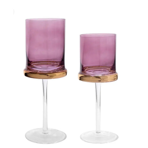 glam style Set of 6 Square Glasses with Gold Ring