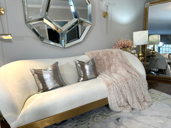 Glam Style Silver Foil Beaded Pillow Cover 20"x20"