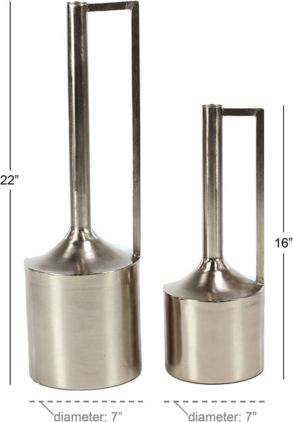 Glam Style Silver Metal Vase With Handles