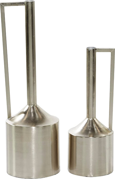 glam style Silver Metal Vase with Handles