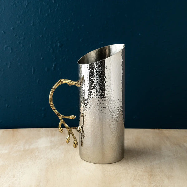 glam style SS Gld Leaf Handle Pitcher