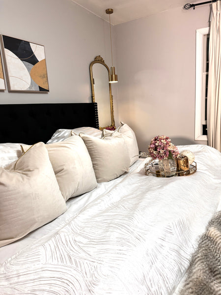 glam style Velvet Ivory Pillow Cover