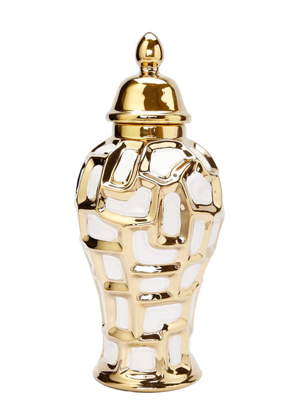 Glam Style White And Gold Ginger Jar