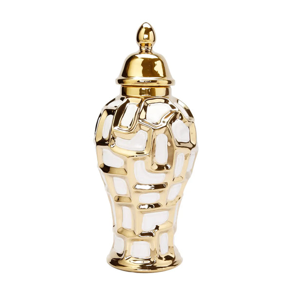 Glam Style White And Gold Ginger Jar