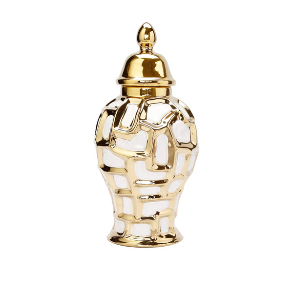 glam style White and Gold Ginger Jar