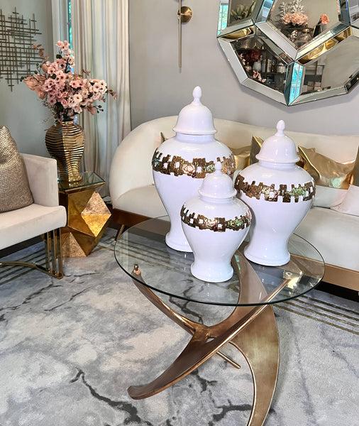 Glam Style White And Gold Ginger Jar