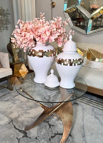 Glam Style White And Gold Ginger Jar