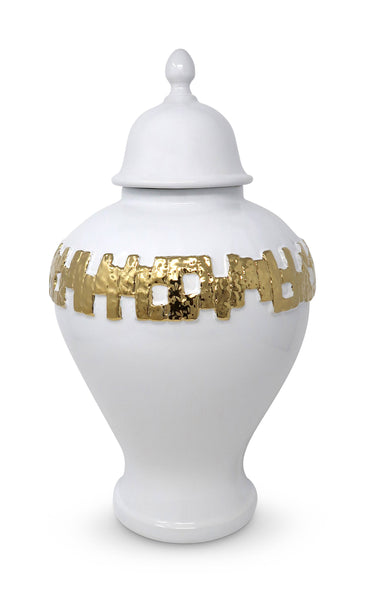 glam style White and Gold Ginger Jar