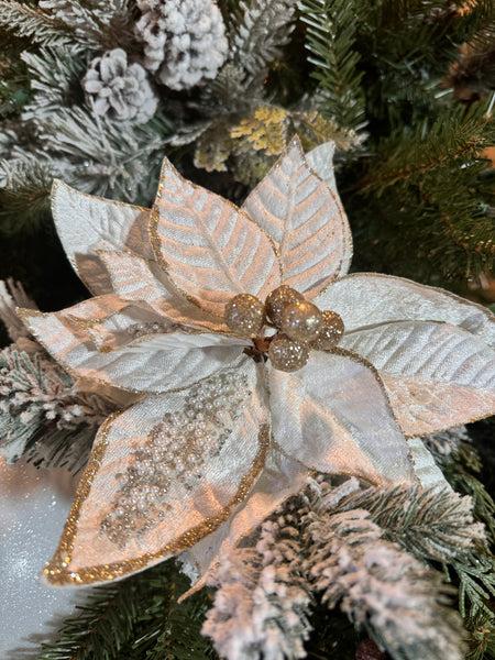 glam style White beaded flower