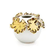 glam style White Bud Vase with Gold Floral Design