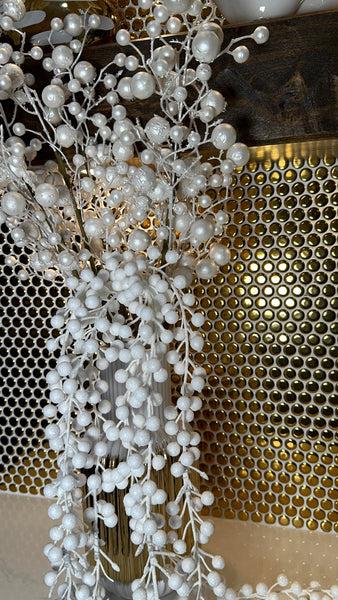 Glam Style White Dripping Berry Stem 42 Inches
