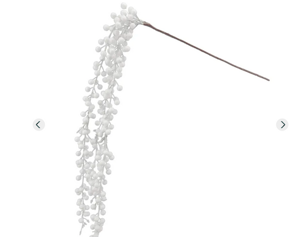Glam Style White Dripping Berry Stem 42 Inches