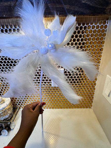 Glam Style White Fur Holiday Flower