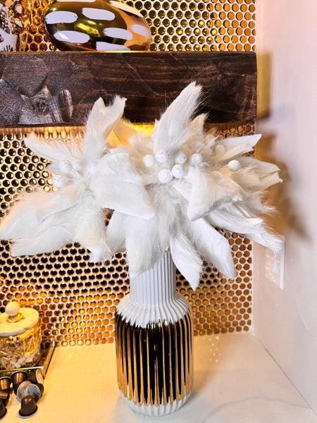 glam style White Fur Holiday Flower