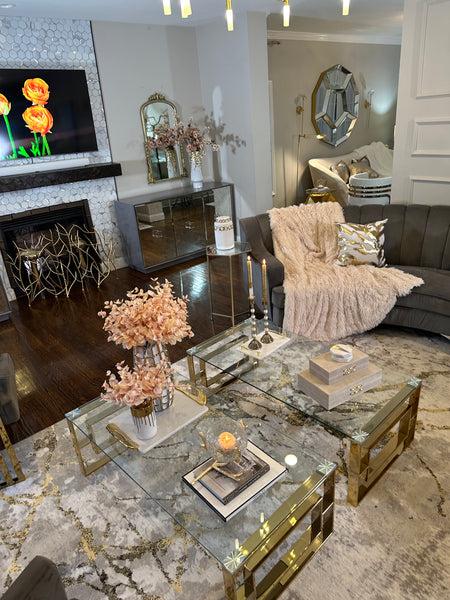 Glam Style White Vase Gold Square Design 17"H