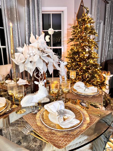 Glam Style White Velvet Holiday Flowers