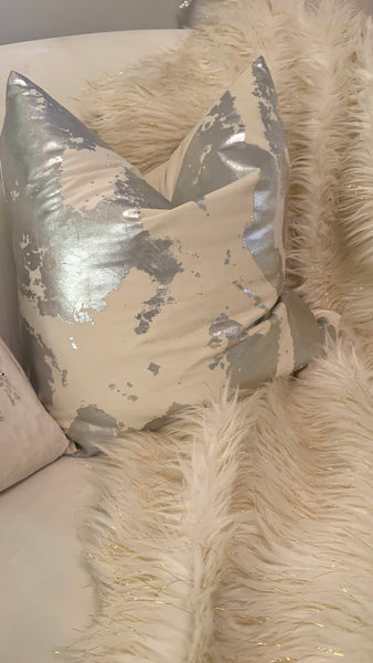 glam style Zara Ivory Silver Pillow