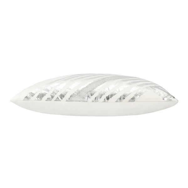 Glam Style Zara White Silver Lumbar Pillow